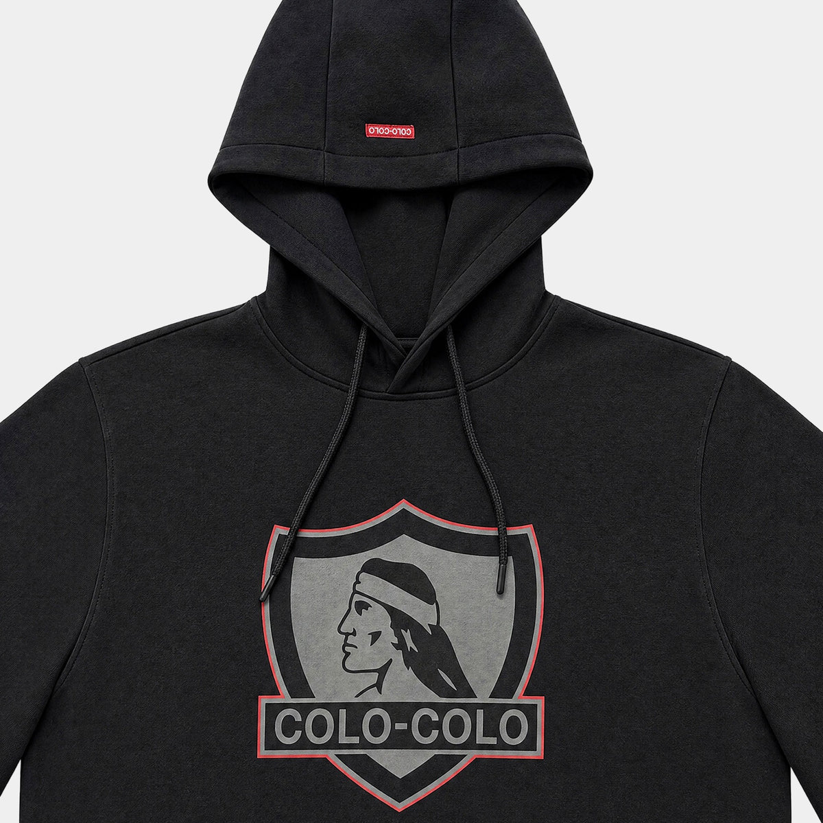 Polerón Colo Colo Urbano Escudo Negro y Rojo