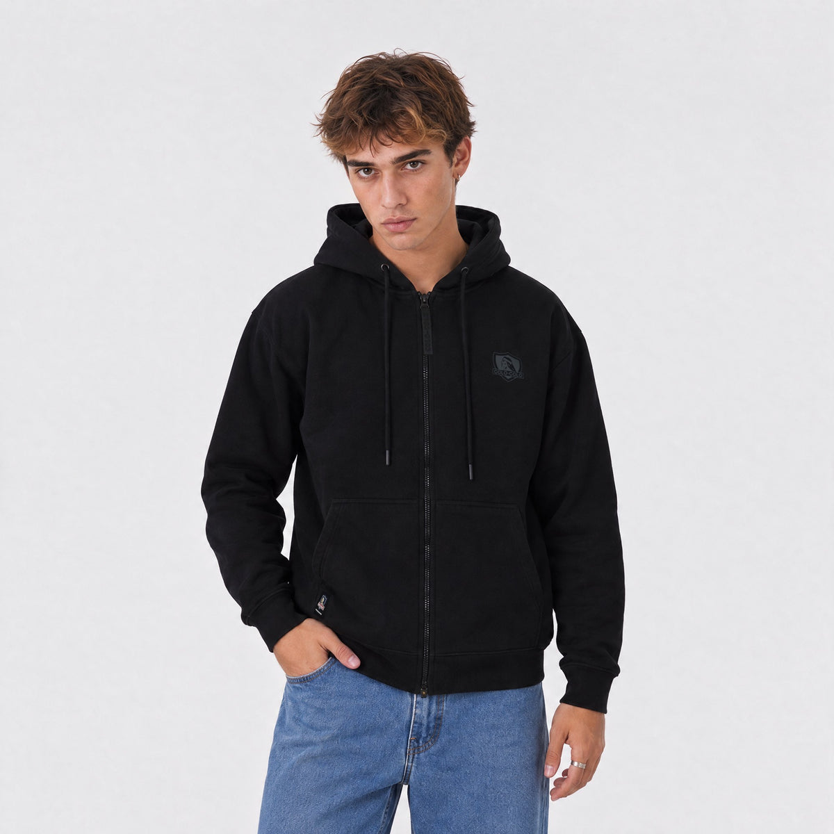 Polerón Colo Colo Urbano Full Zipper Escudo Negro