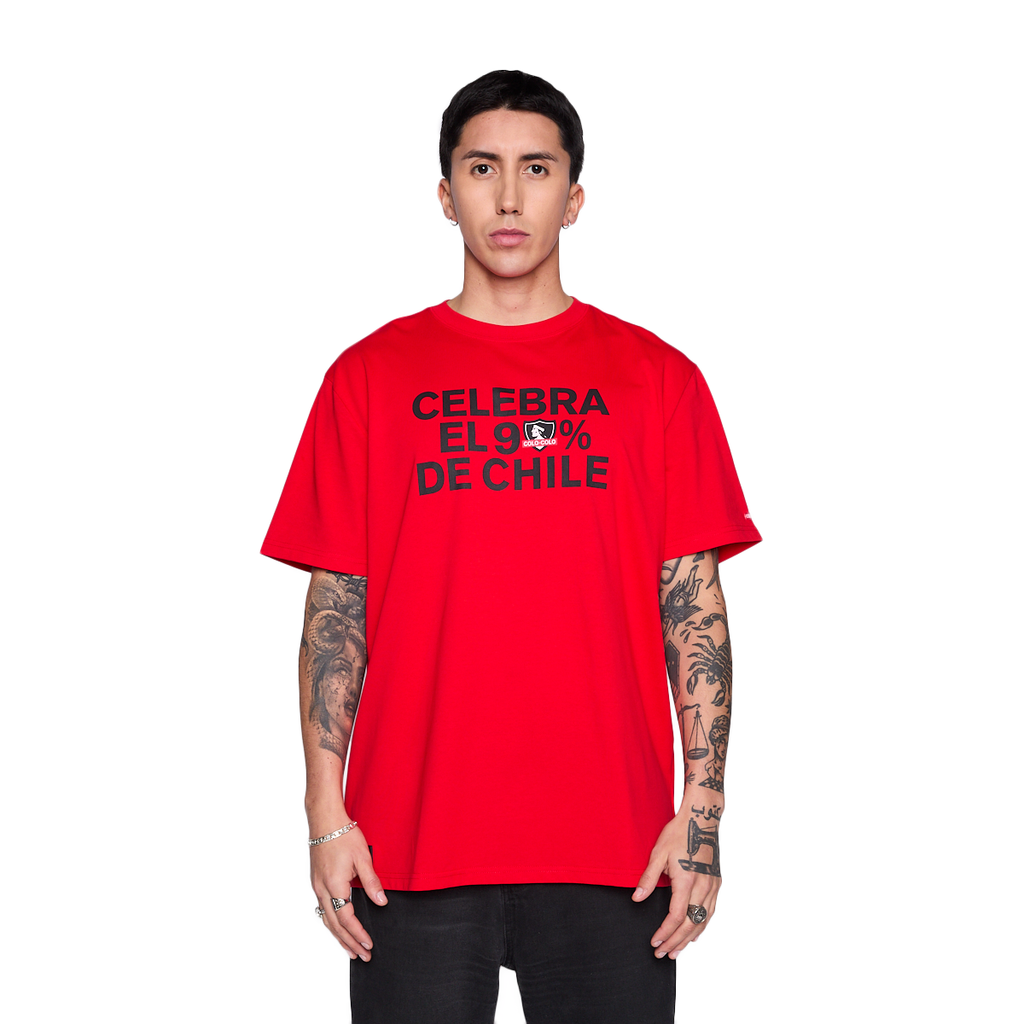 Polera Colo Colo Urbano Hombre Celebra el 90% Chile Rojo
