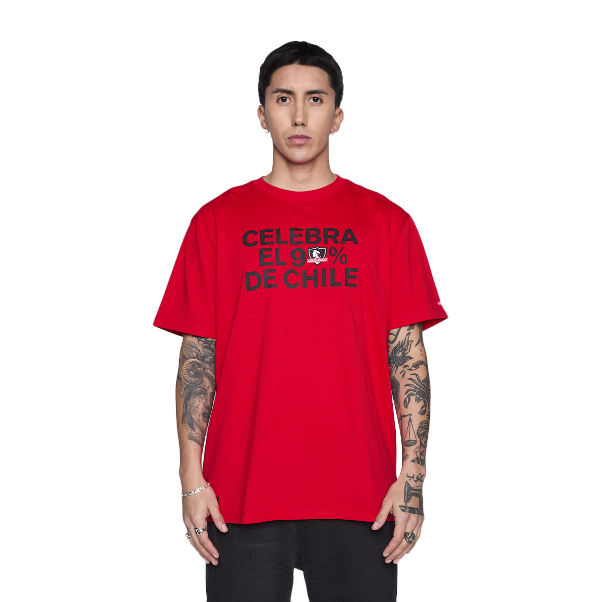 Polera Colo Colo Urbano Hombre Celebra el 90% Chile Rojo