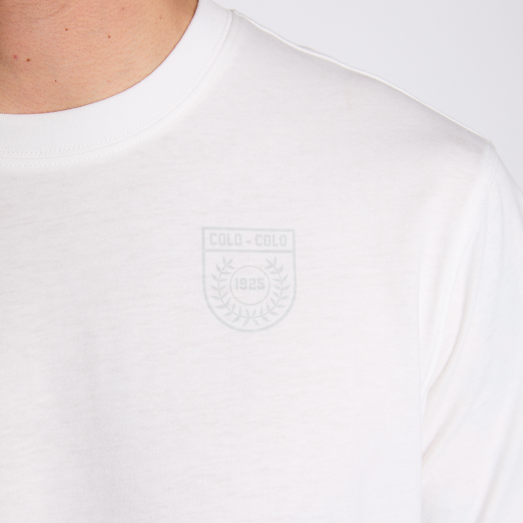 Polera Colo Colo Urbano Hombre Cacique Blanco Gris