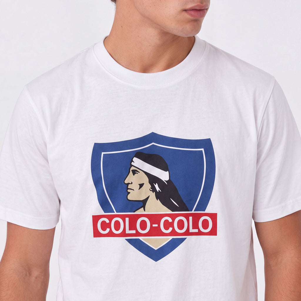 Polera Colo-Colo Urbano Classic Blanco Escudo Full Color