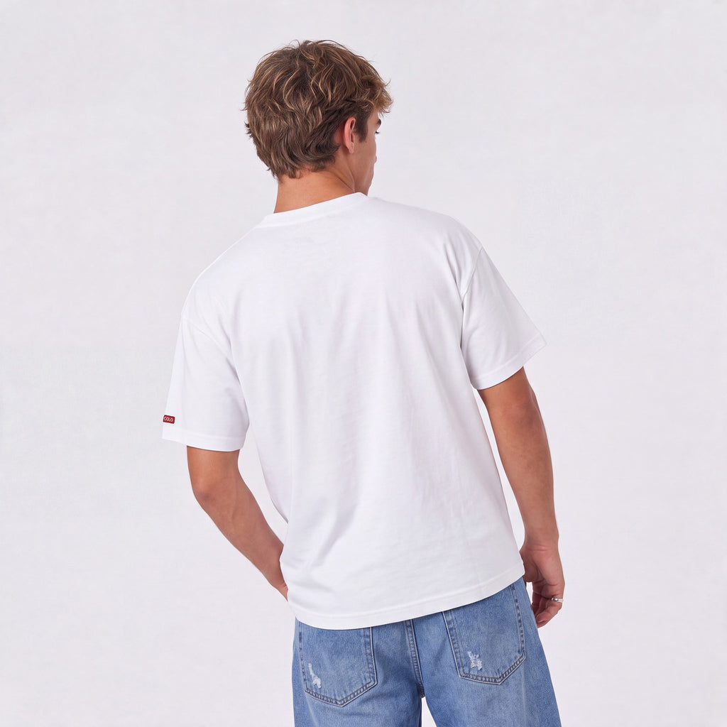 Polera Colo-Colo Urbano Oversize Blanco Escudo Pequeño Full Color