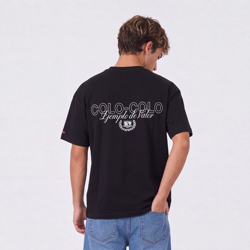 Polera Colo-Colo Urbano Oversize "Ejemplo de Valor" Negro