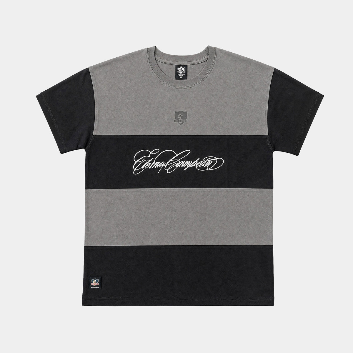 Polera Colo-Colo Urbano Oversize Color Block Negro y Gris