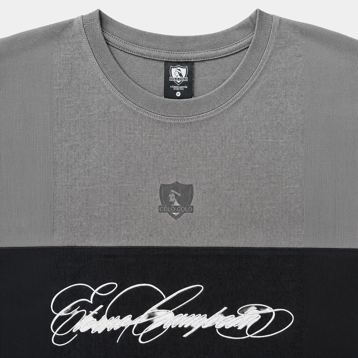 Polera Colo-Colo Urbano Oversize Color Block Negro y Gris