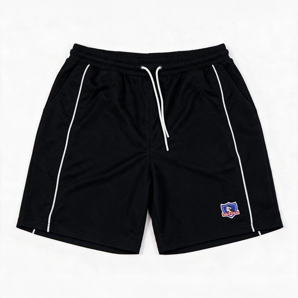 Short Colo Colo Urbano Negro Rayas Blancas Escudo Color