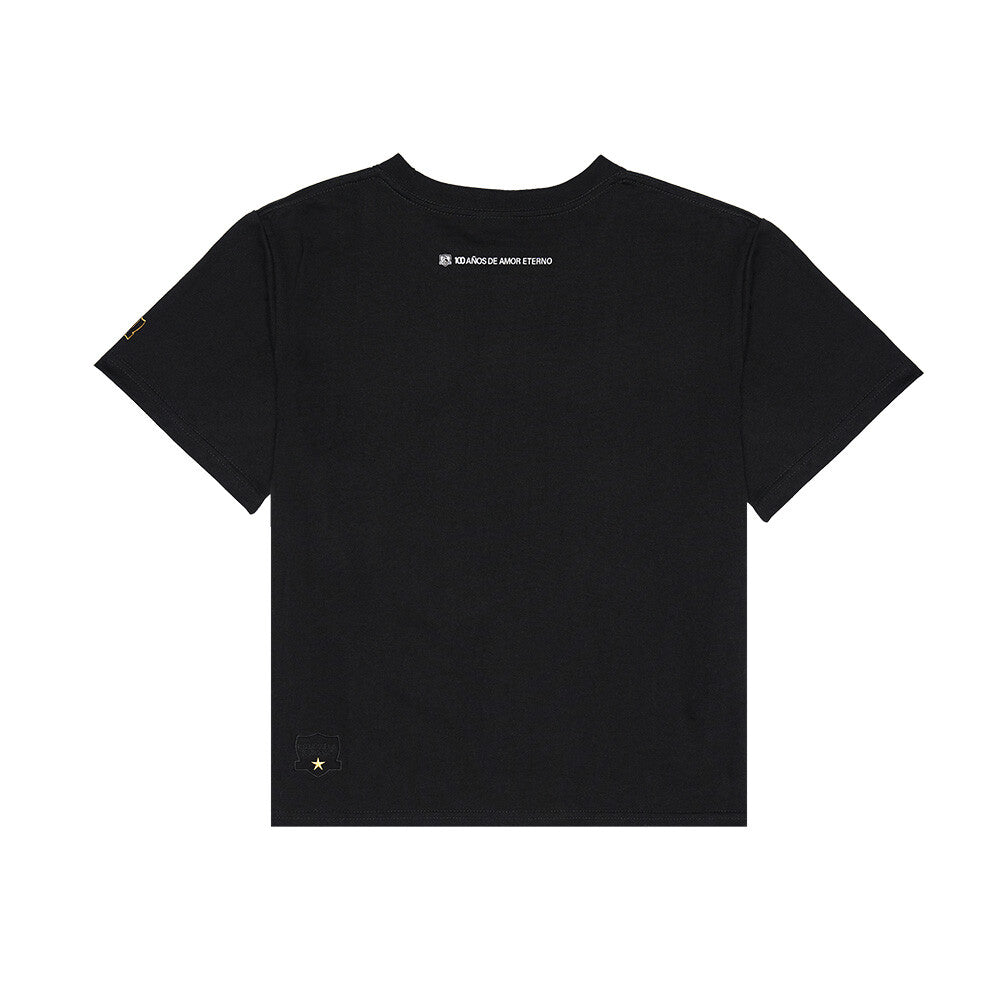 Polera Colo Colo Urbano Centenario Mujer Negro 100% Alba