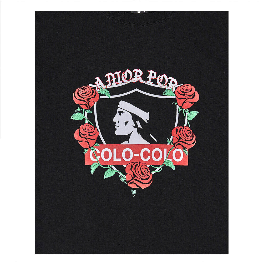 Polera Colo Colo Urbano Mujer Negro Rosas Amor Eterno