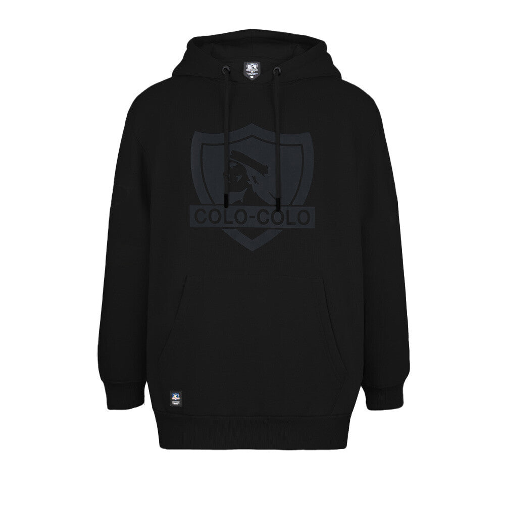 Polerón Colo Colo Urbano Mujer Negro Escudo Gris