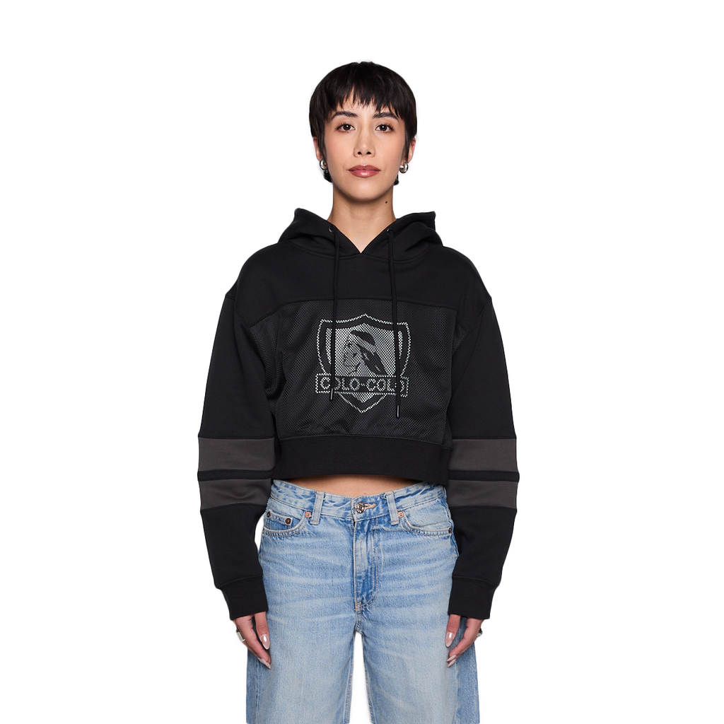 Polerón Crop Colo Colo Urbano Mujer Negro