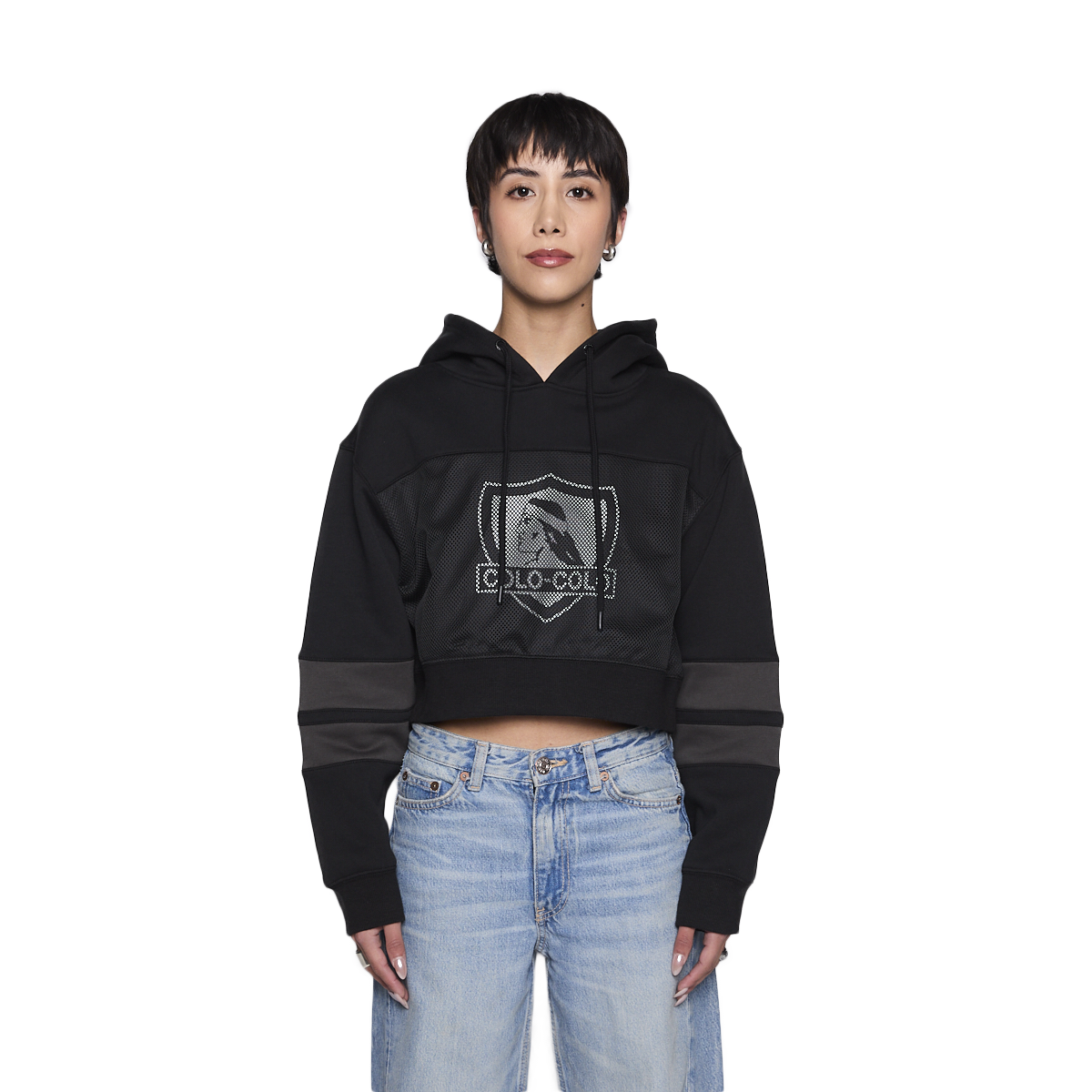 Polerón Crop Colo Colo Urbano Mujer Negro
