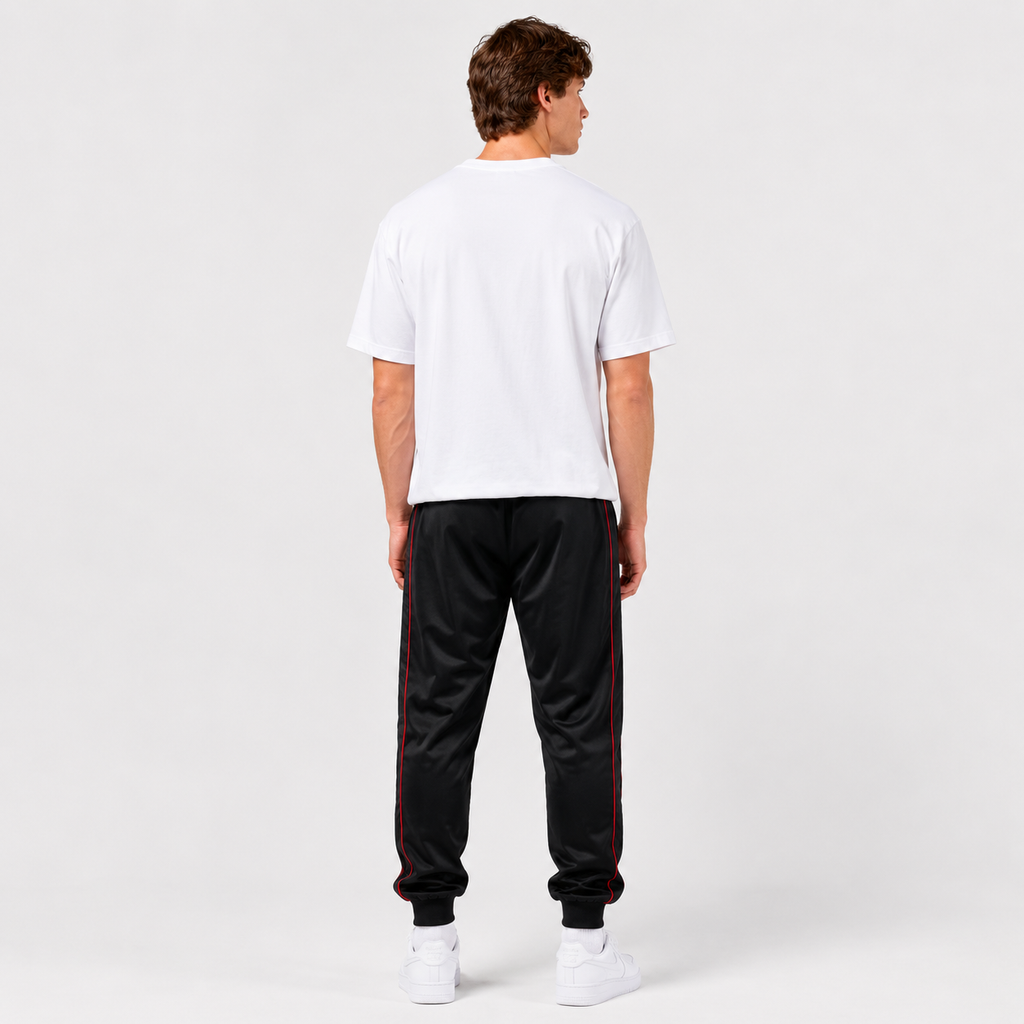 Pantalon Kappa Men Black Banda Black Red