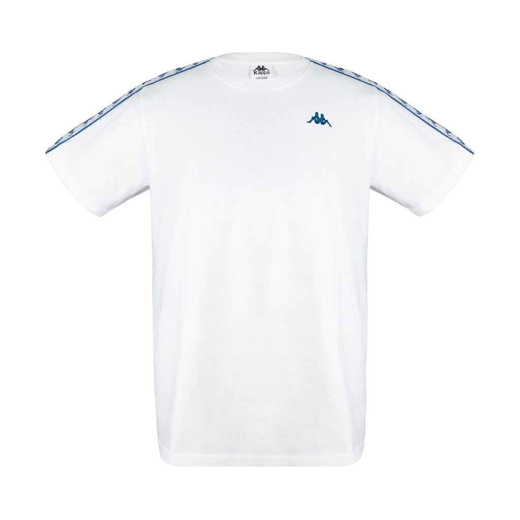 Polera Kappa Men Banda Tiny Logo White Blue