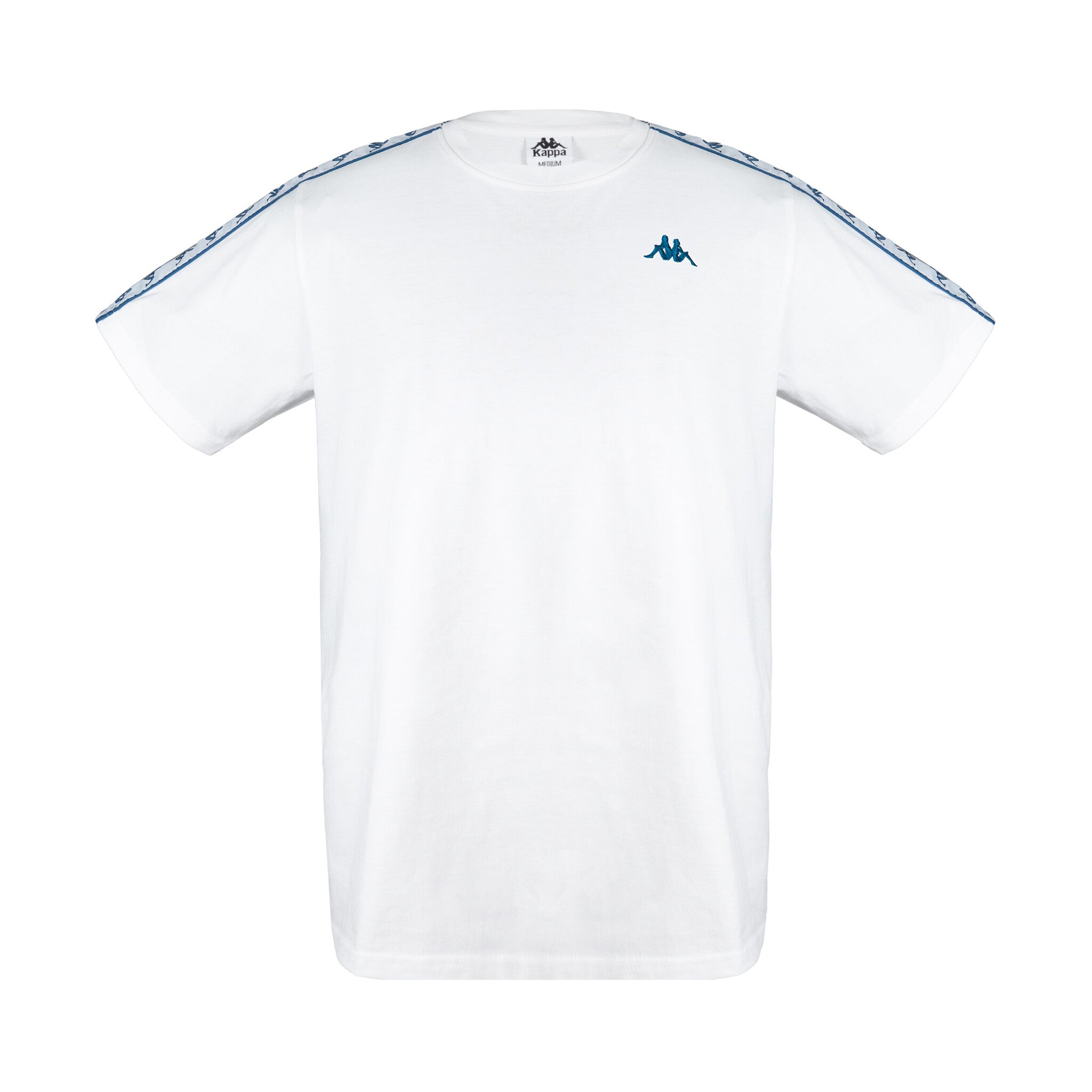 Polera Kappa Men Banda Tiny Logo White Blue