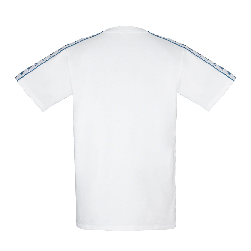 Polera Kappa Men Banda Tiny Logo White Blue