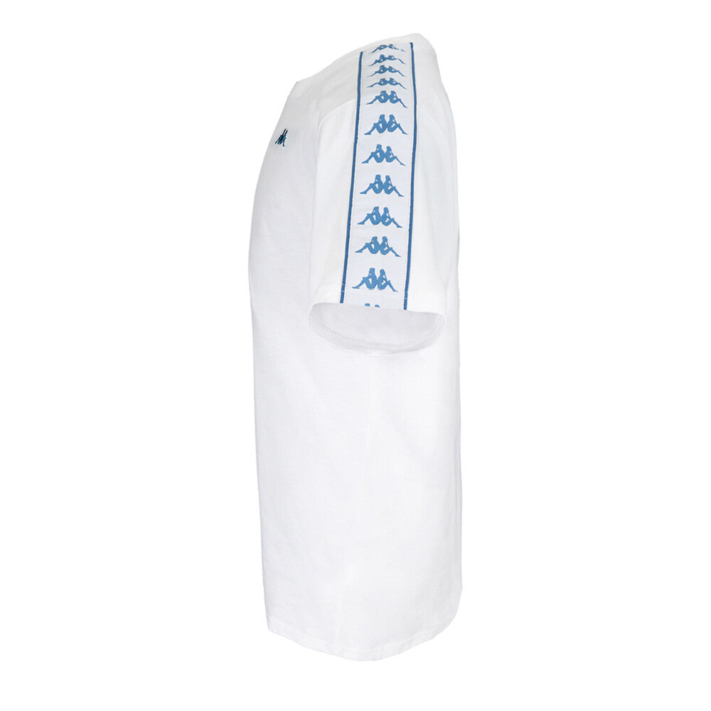 Polera Kappa Men Banda Tiny Logo White Blue
