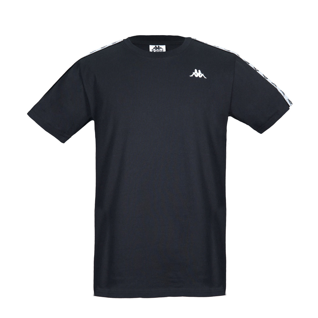 Polera Kappa Men Banda Tiny Logo Black White