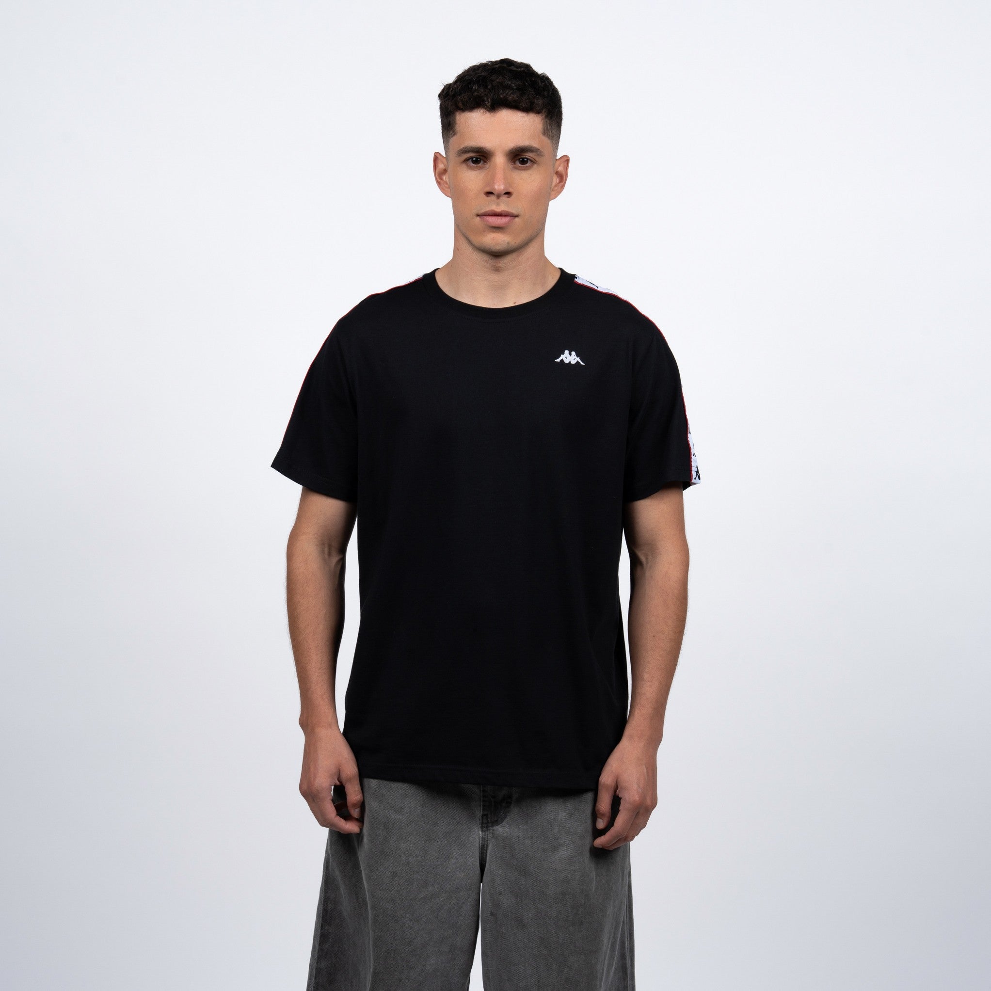 Polera Kappa Men Black Banda White i26