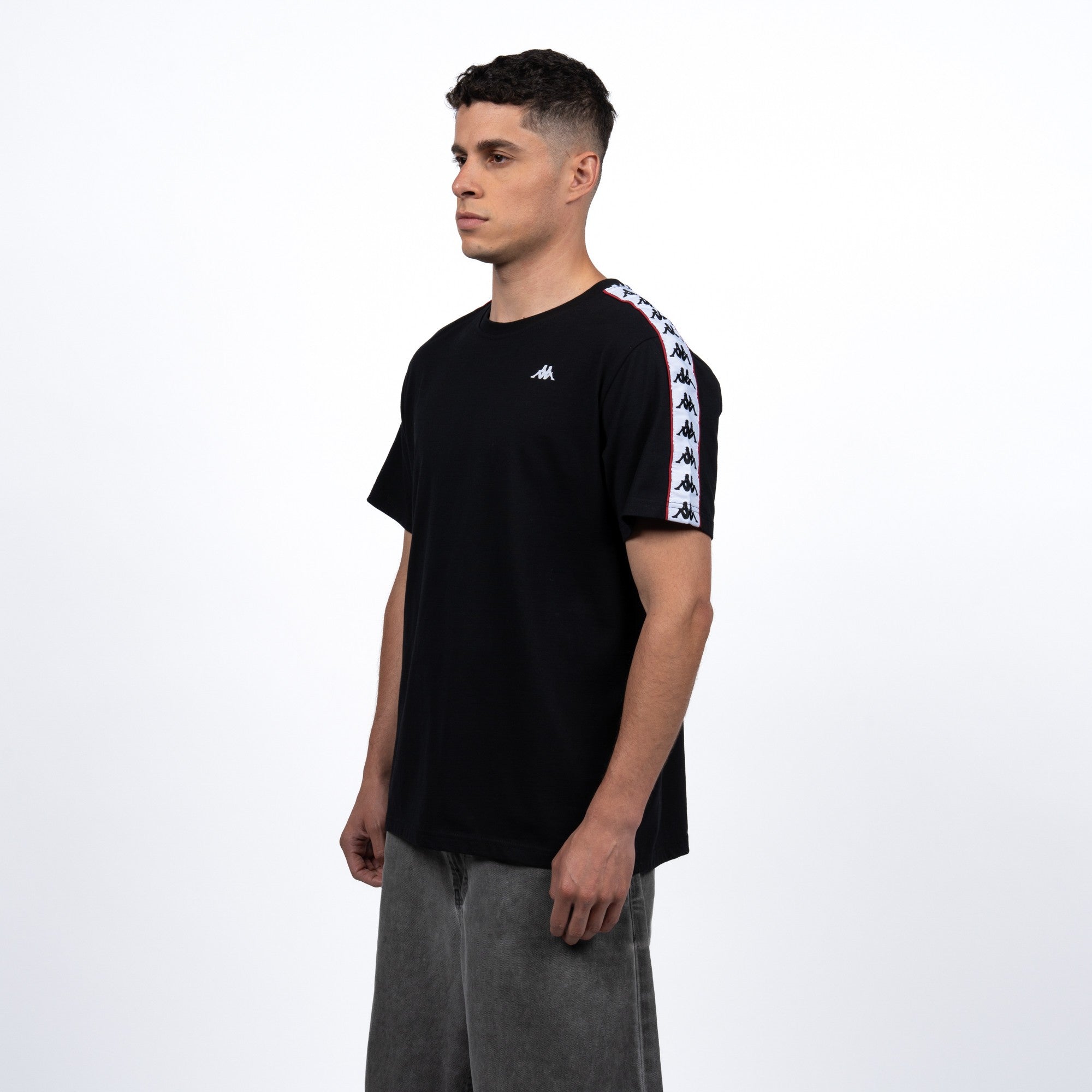 Polera Kappa Men Black Banda White i26