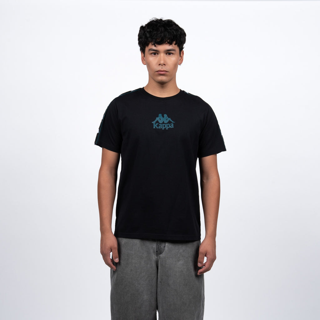 Polera Kappa Men Black Logo Front Black