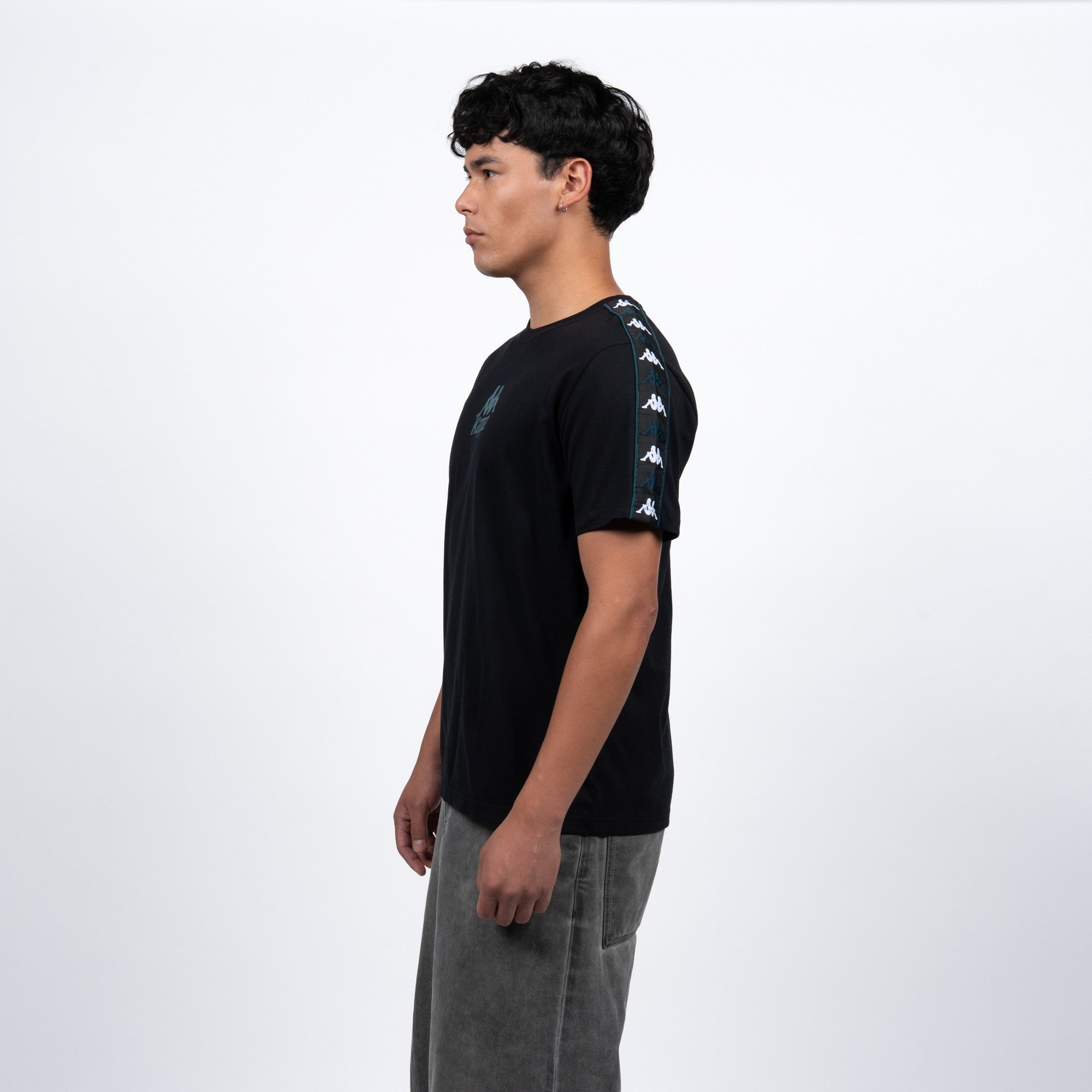Polera Kappa Men Black Logo Front Black