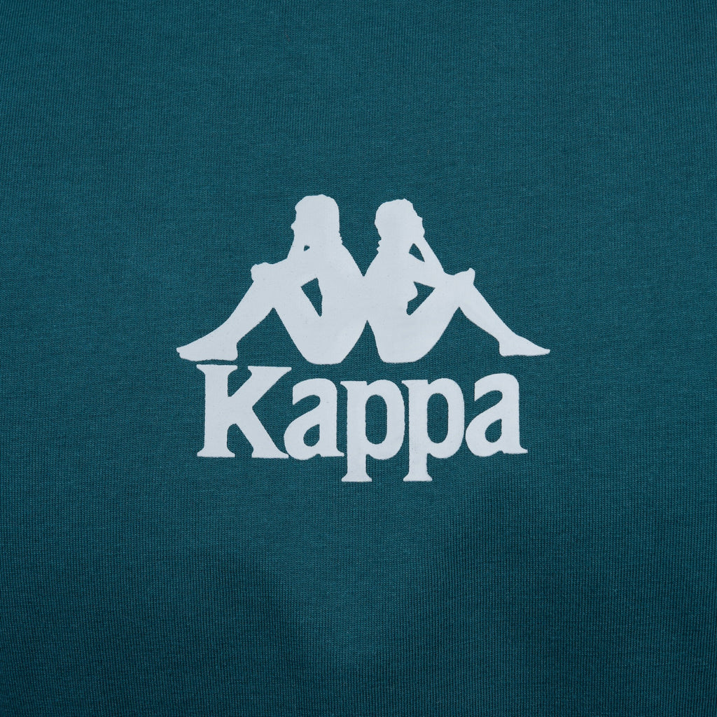 Polera Kappa Men Green Logo Front White