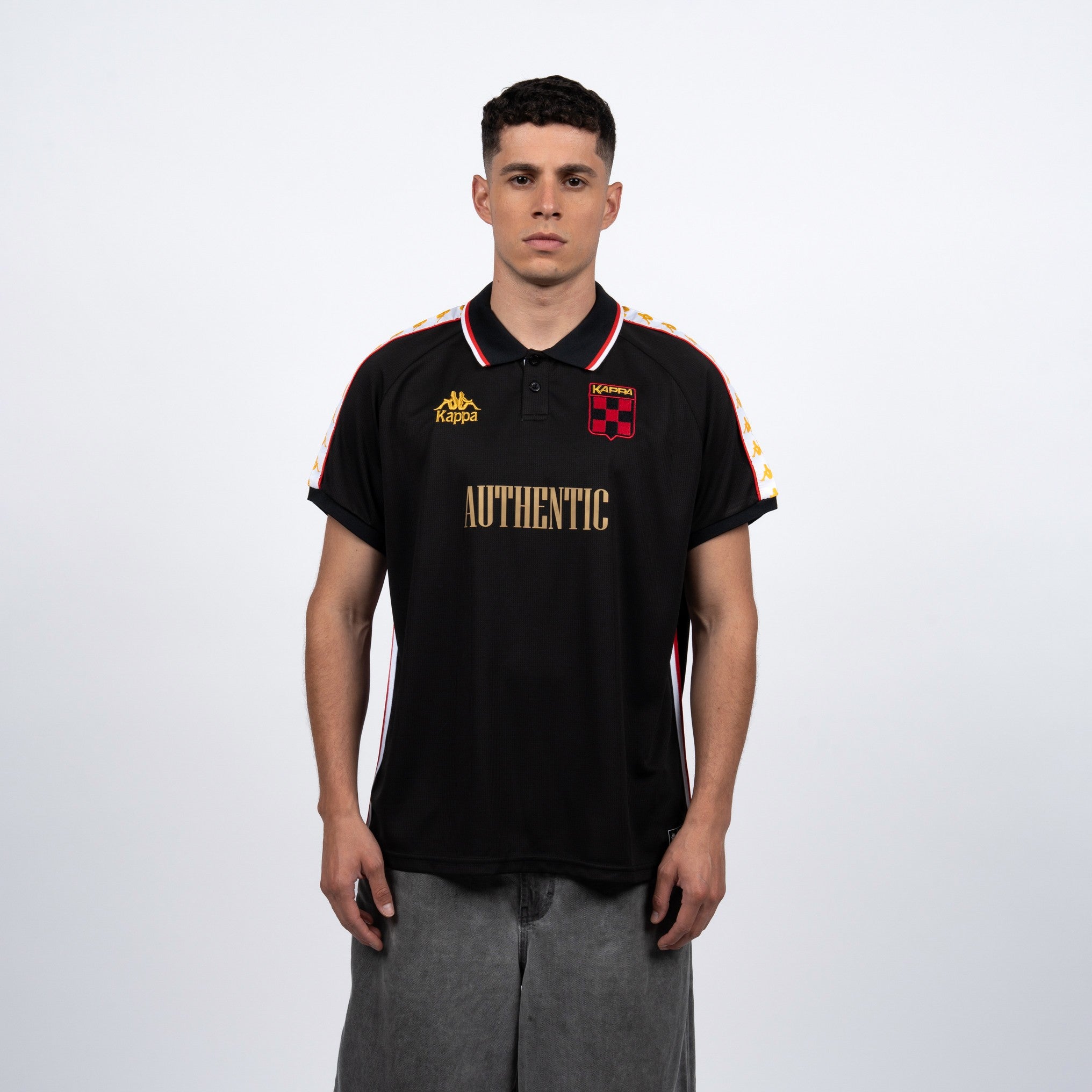 Polera Kappa Men Authentic Black Gold Red
