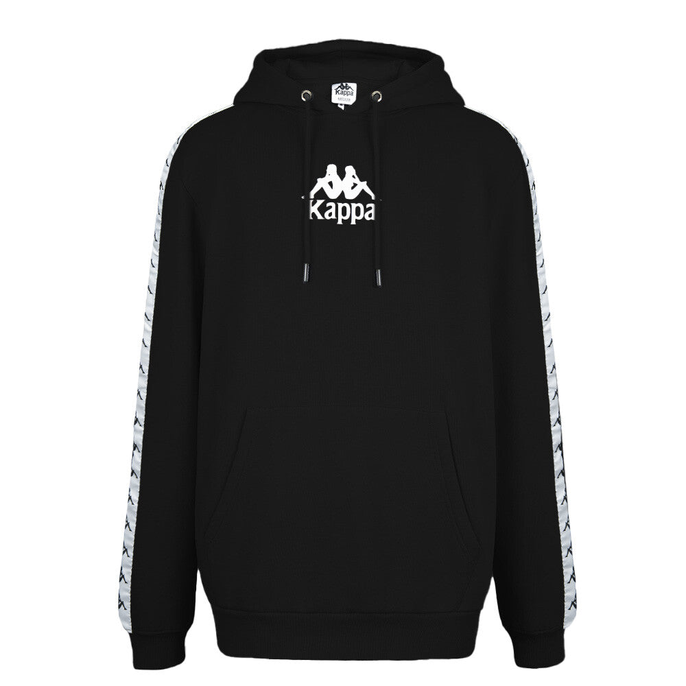 Polerón Kappa Men Hoodie Black Banda Logo White