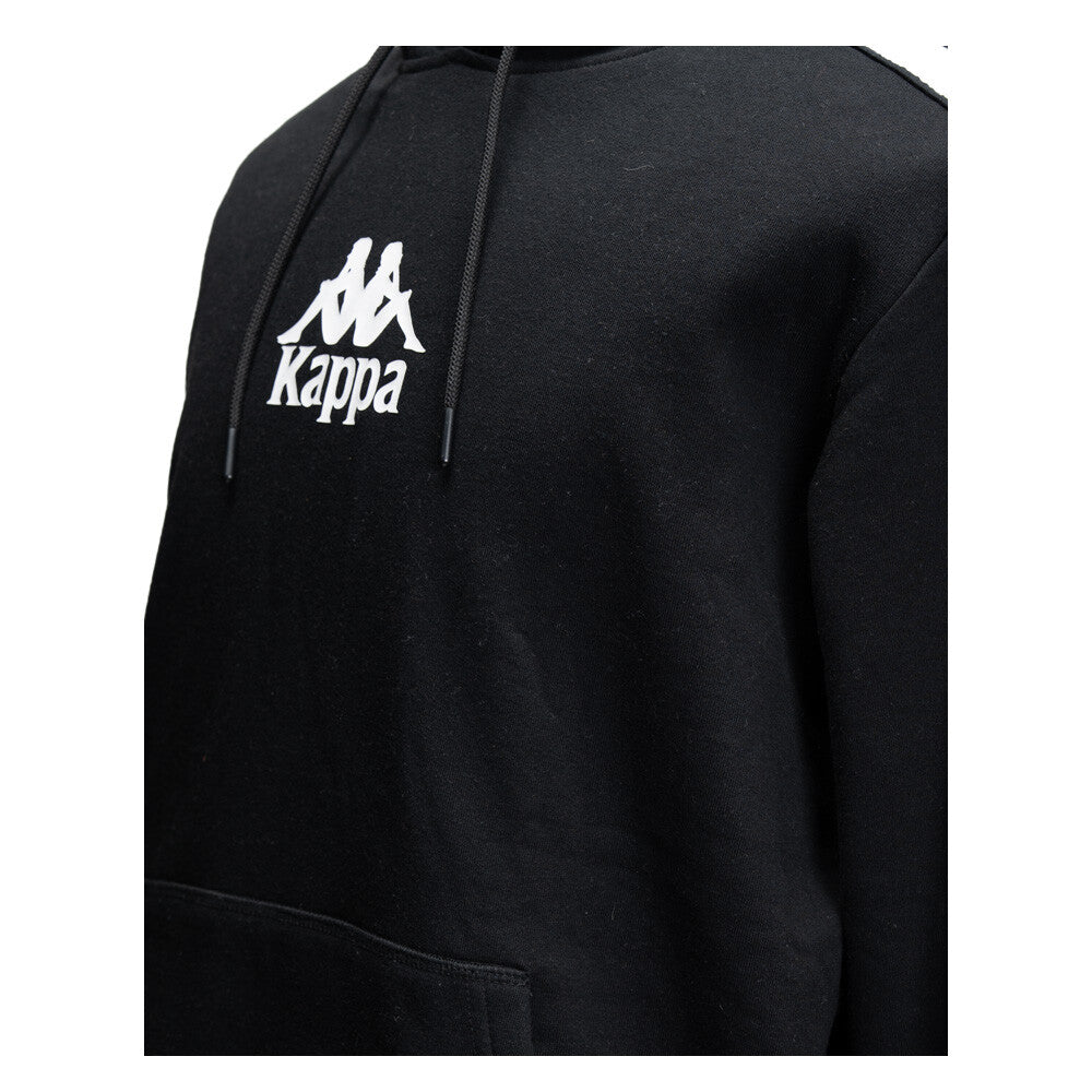 Polerón Kappa Men Hoodie Black Banda Logo White