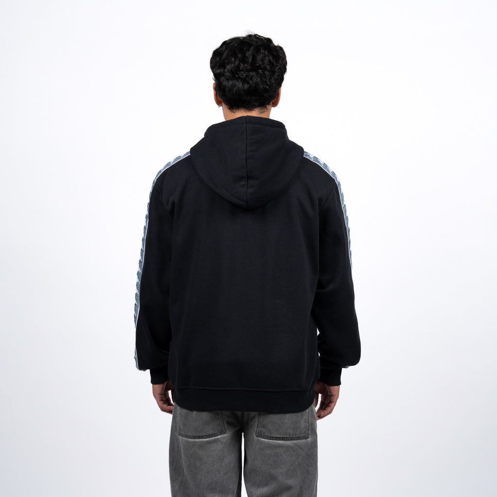 Polerón Kappa Full Zipper Black Banda Grey