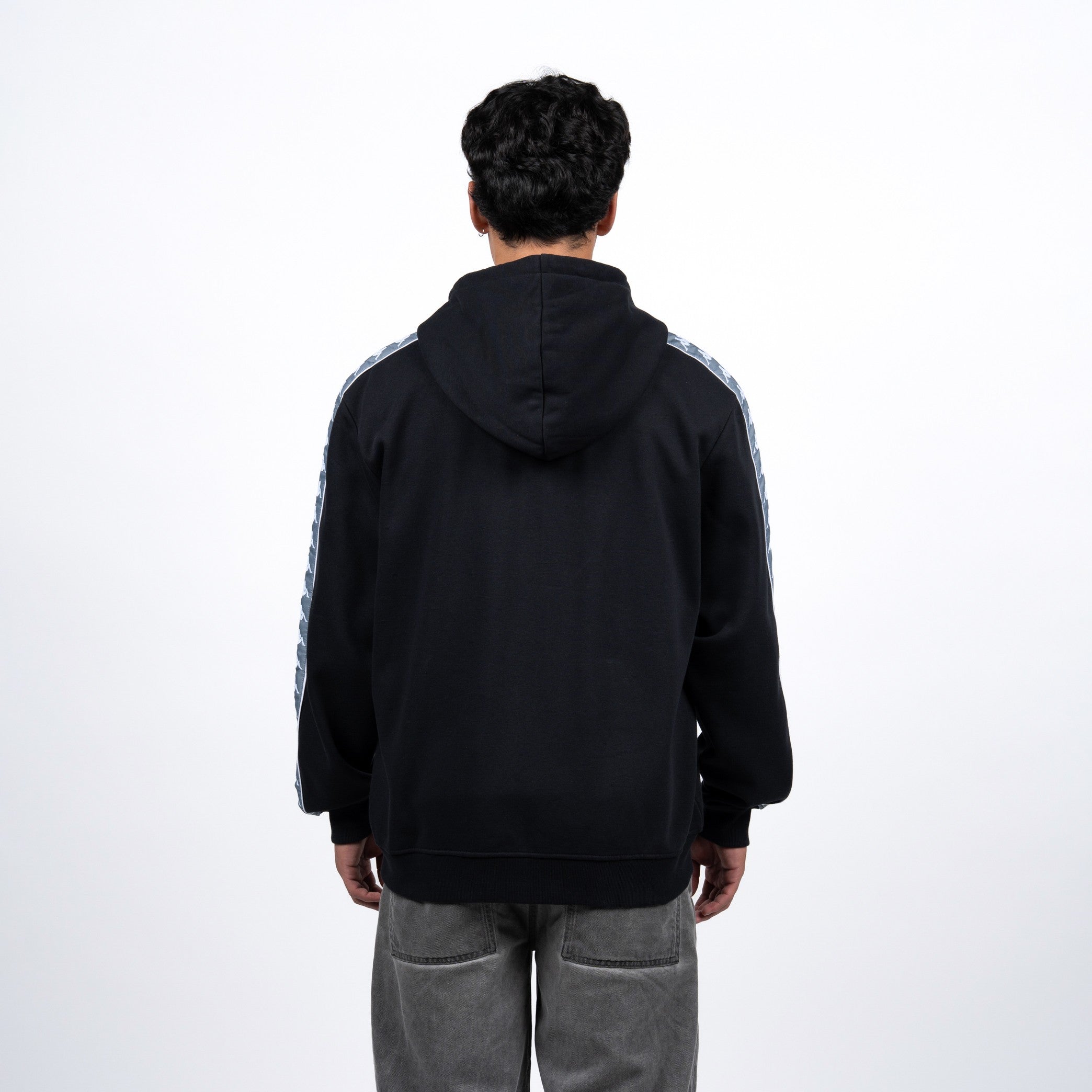 Polerón Kappa Full Zipper Black Banda Grey