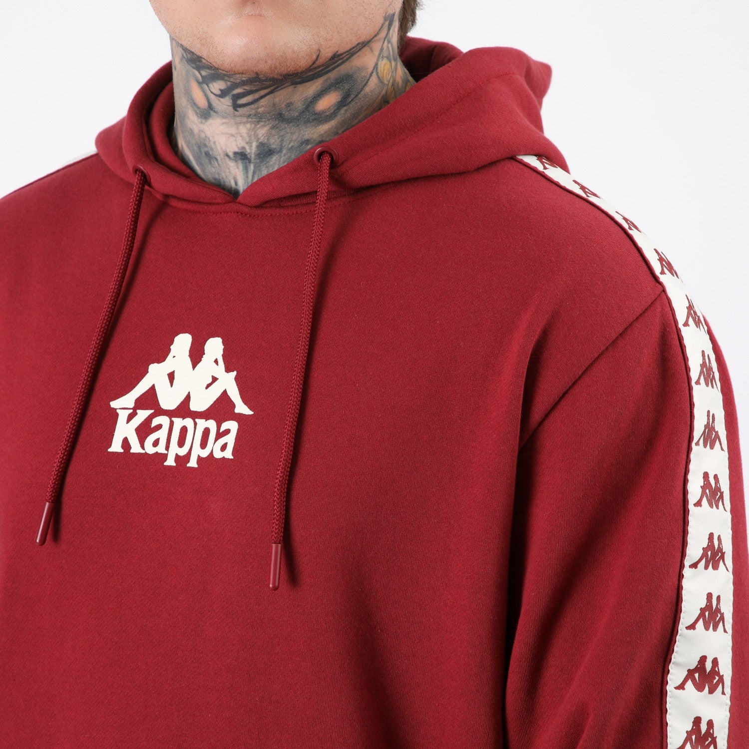 Polerón Kappa Men Hoodie Banda Burgundy Omini White