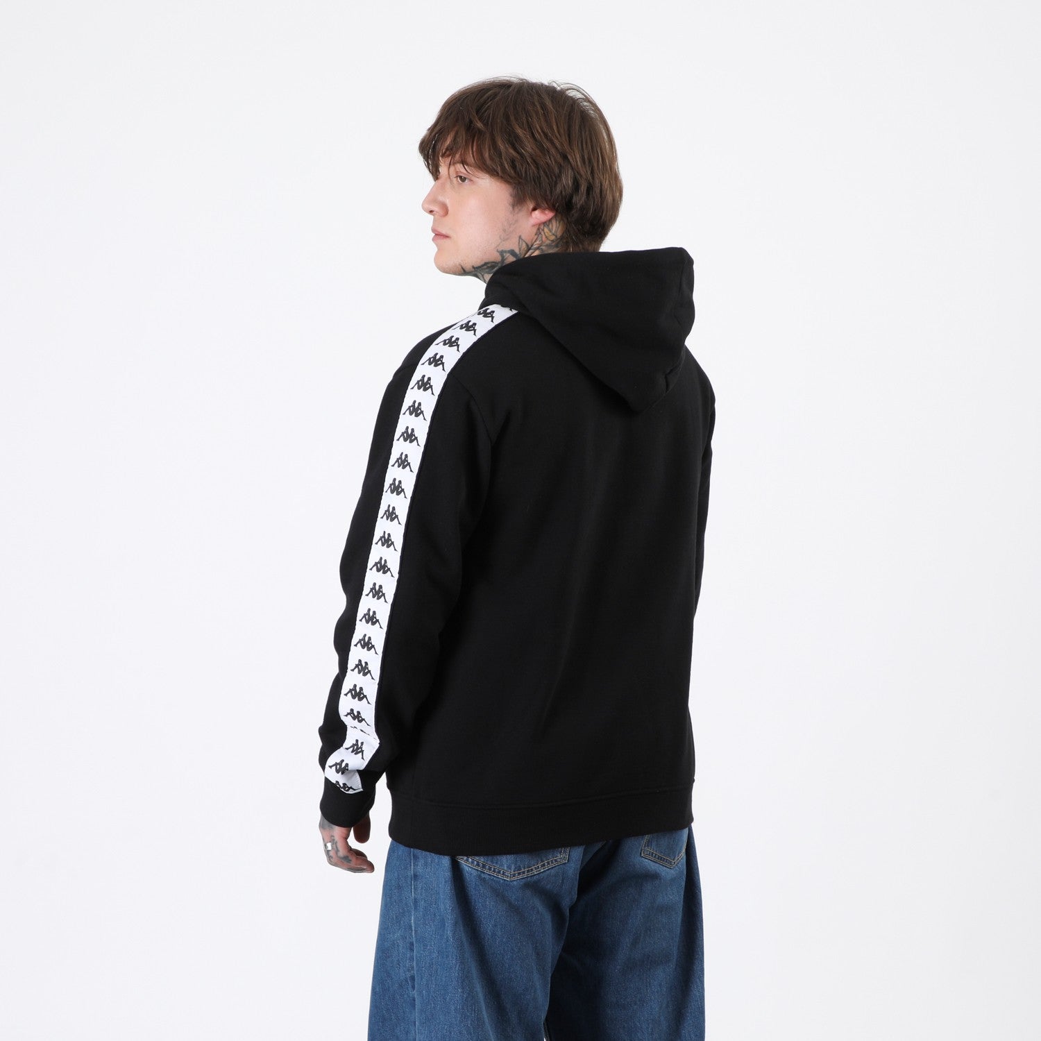 Polerón Kappa Men Hoodie Banda Black White Omini White