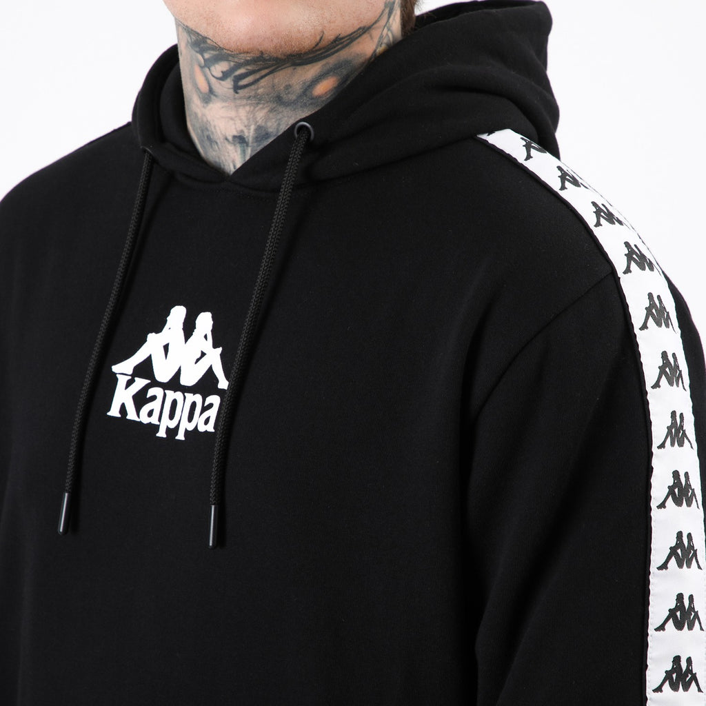 Polerón Kappa Men Hoodie Banda Black White Omini White