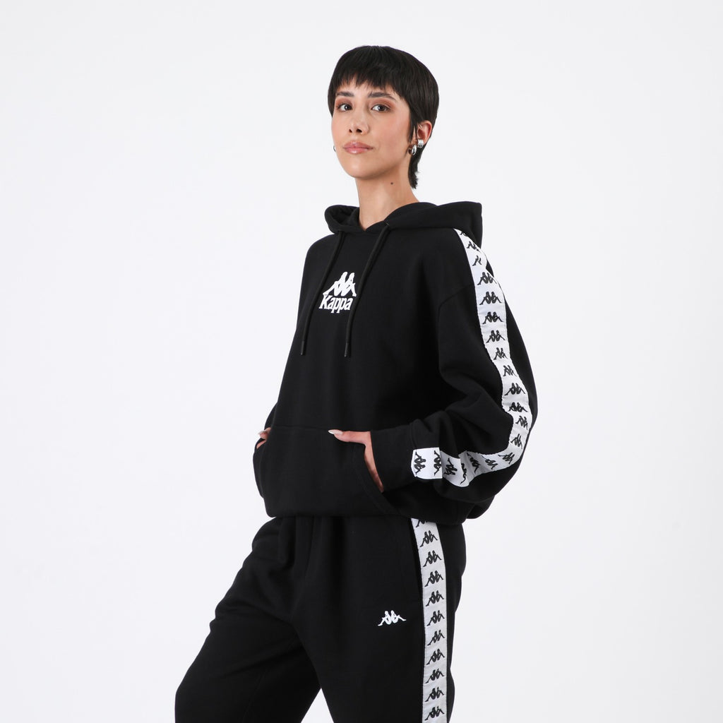 Polerón Kappa Men Hoodie Banda Black White Omini White