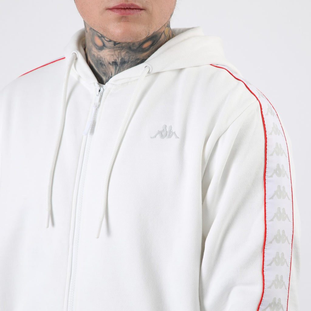 Polerón Kappa Men Full Zipper White Banda White Red