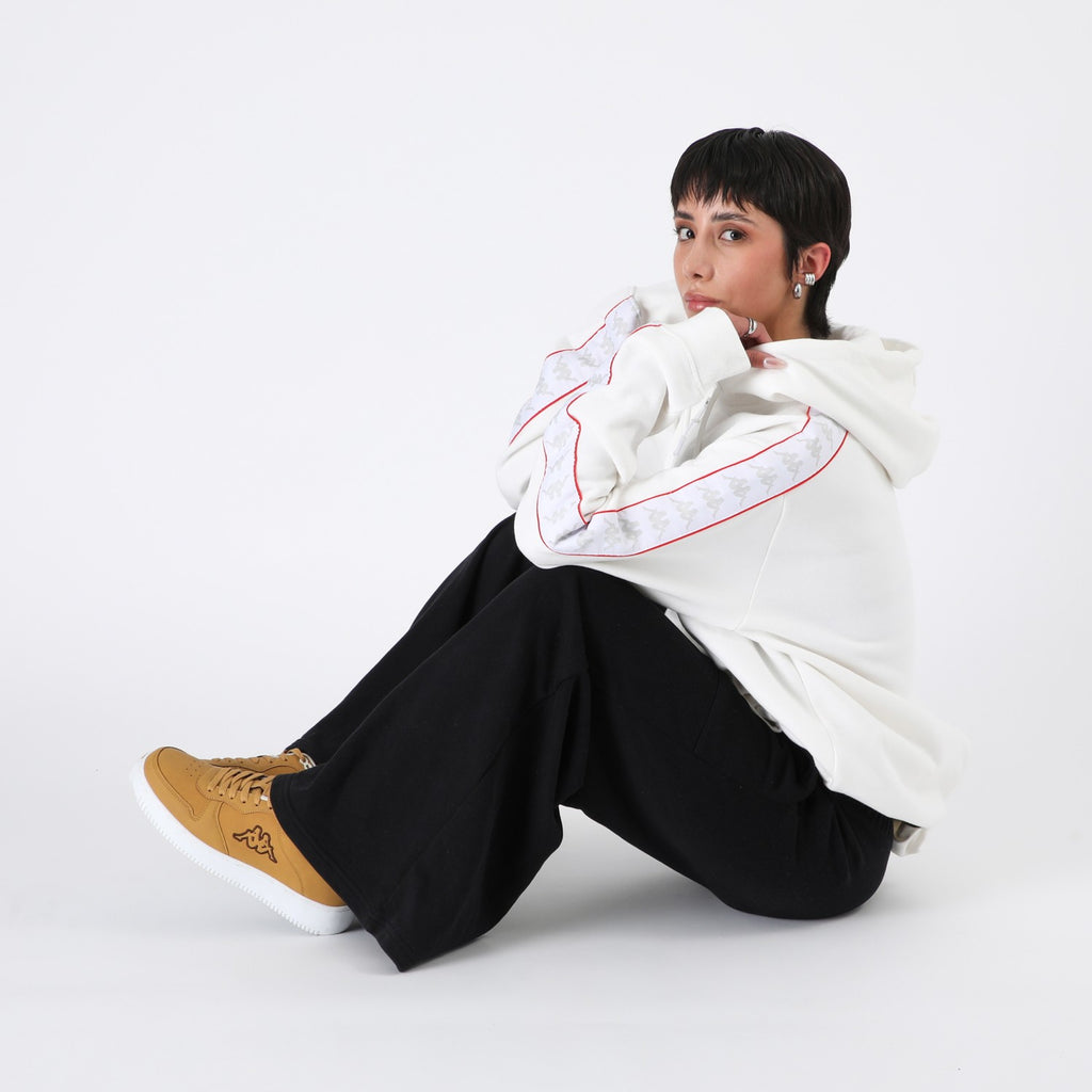 Polerón Kappa Men Full Zipper White Banda White Red
