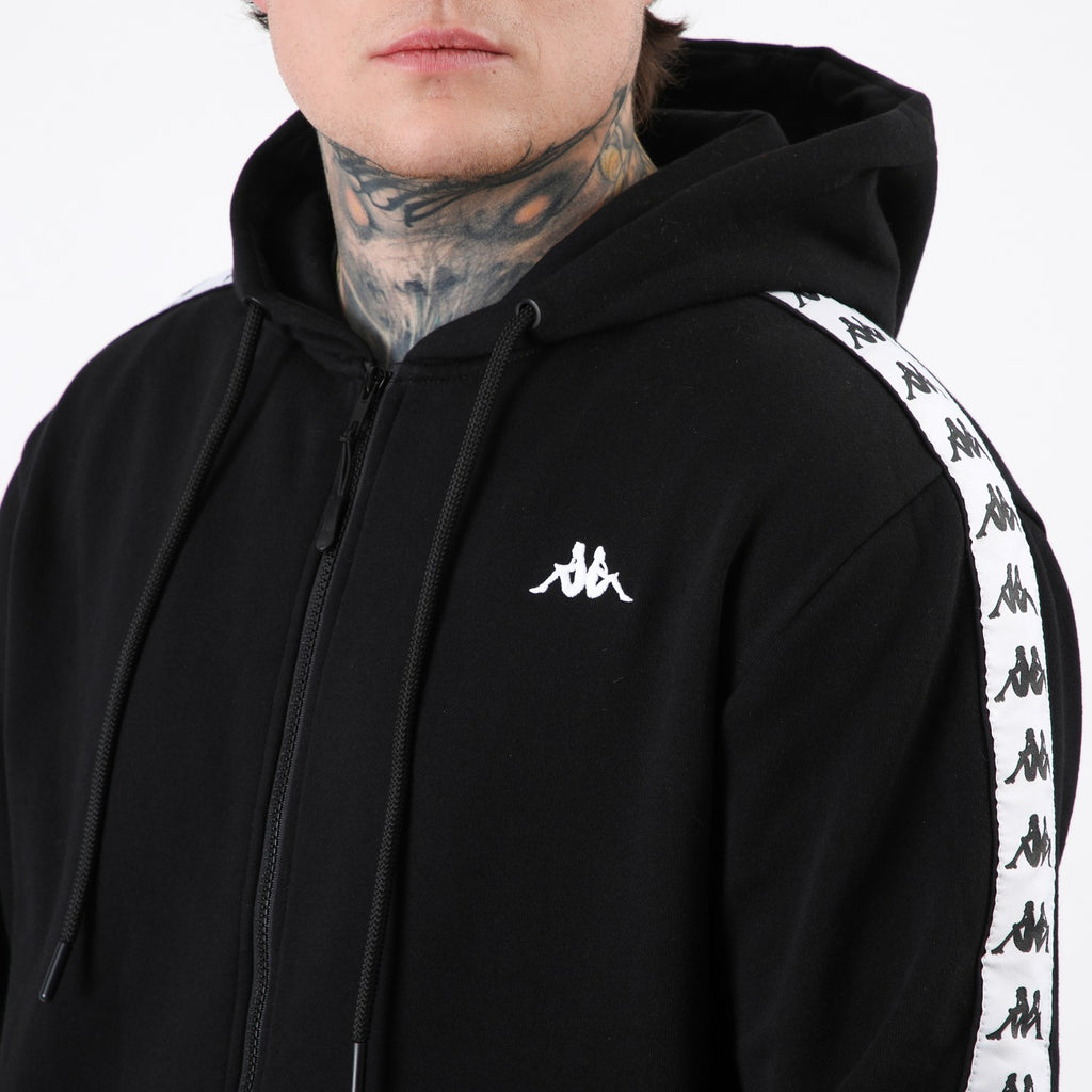 Polerón Kappa Men Full Zipper Black Banda White