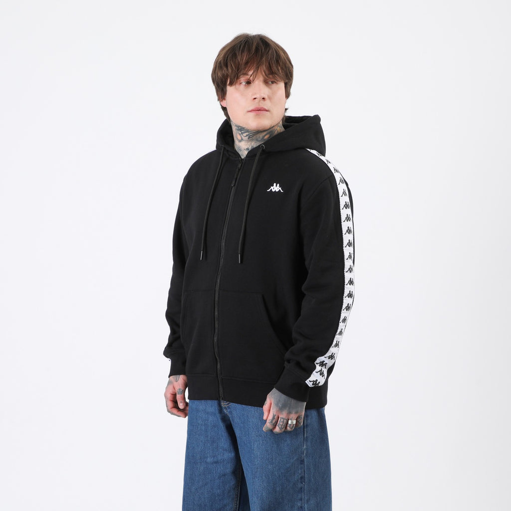 Polerón Kappa Men Full Zipper Black Banda White