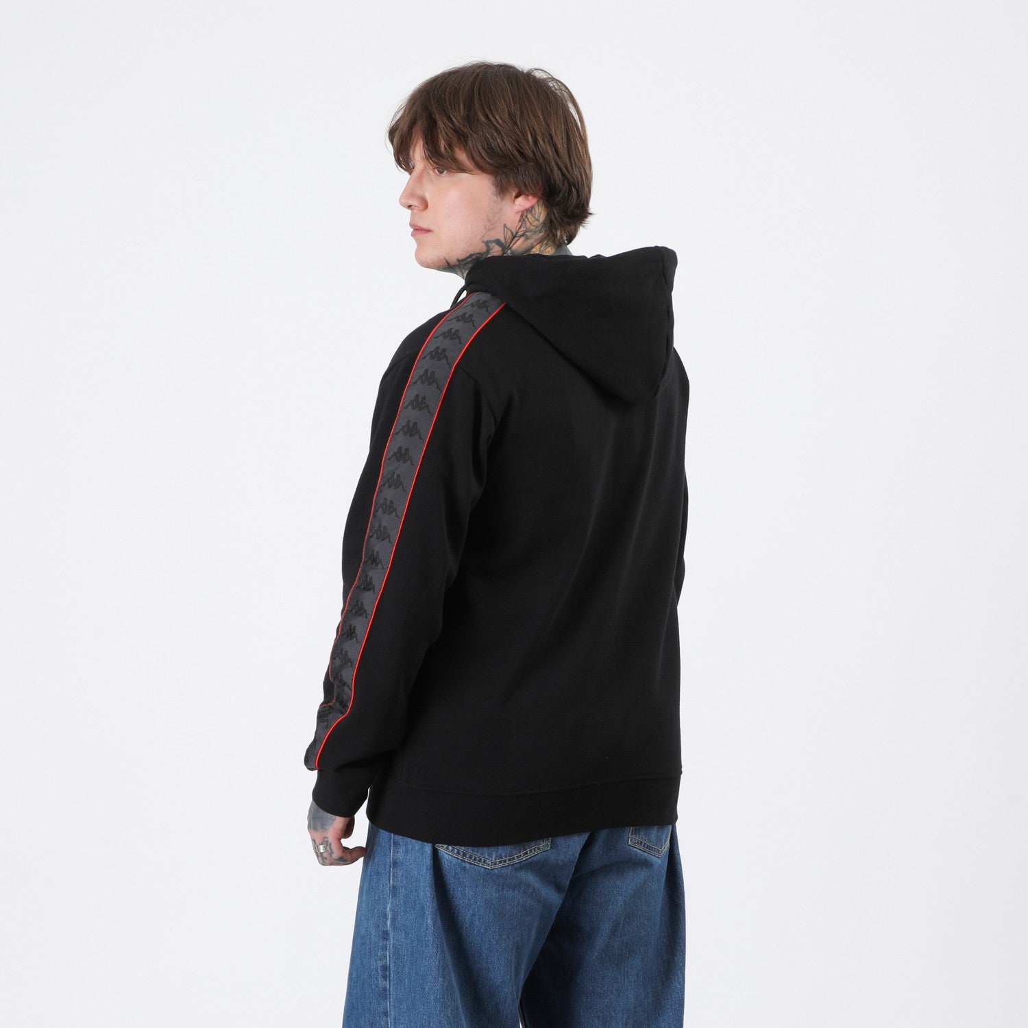 Polerón Kappa Men Full Zipper Black Banda Black