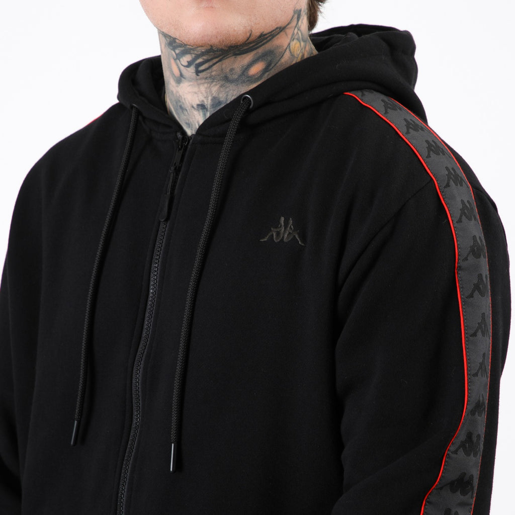 Polerón Kappa Men Full Zipper Black Banda Black