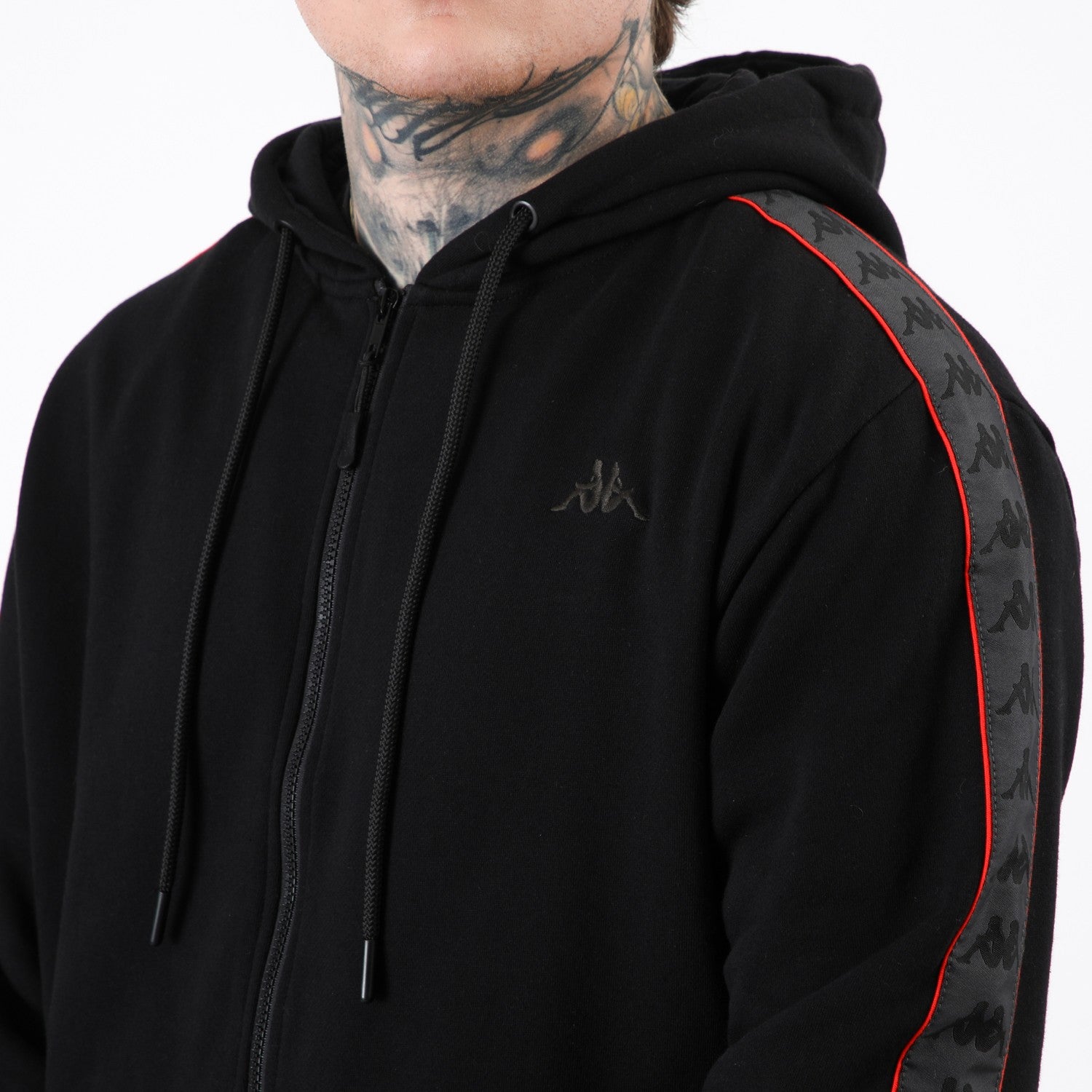 Polerón Kappa Men Full Zipper Black Banda Black