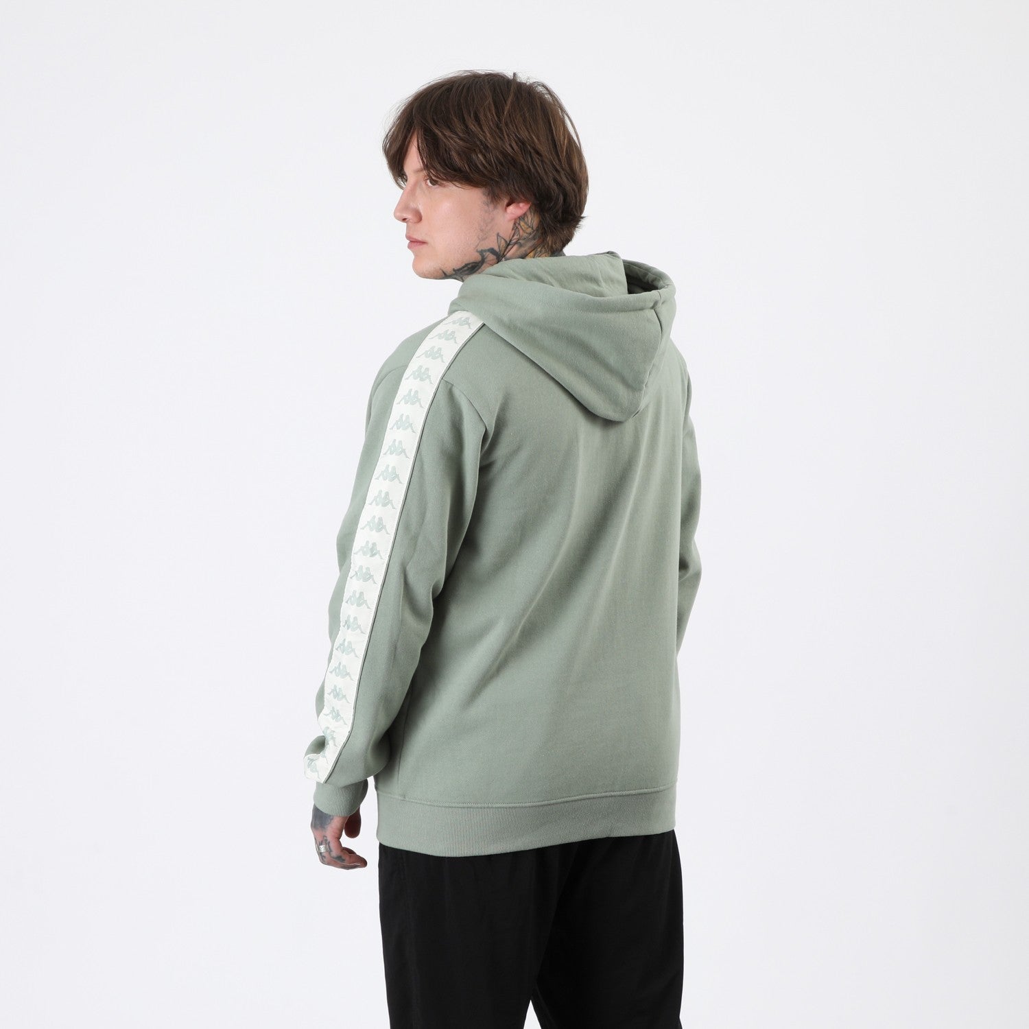 Polerón Kappa Men Full Zipper Green Banda White