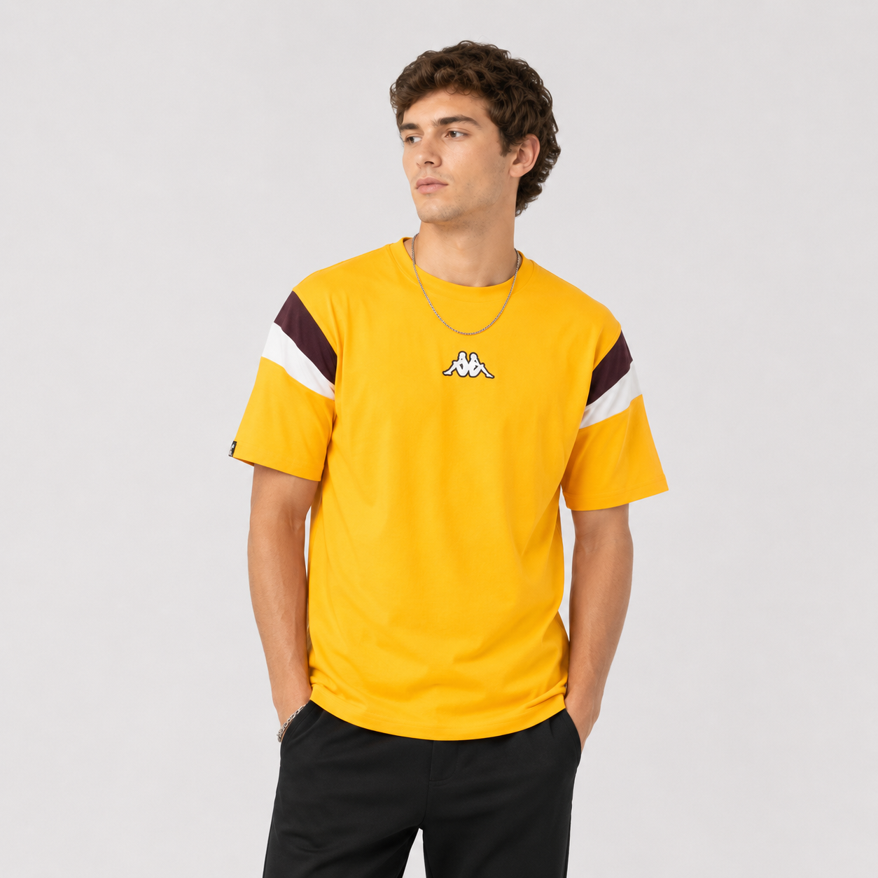 Polera Men Orange Omini Front Sleeve Black