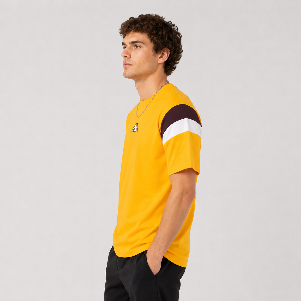 Polera Men Orange Omini Front Sleeve Black