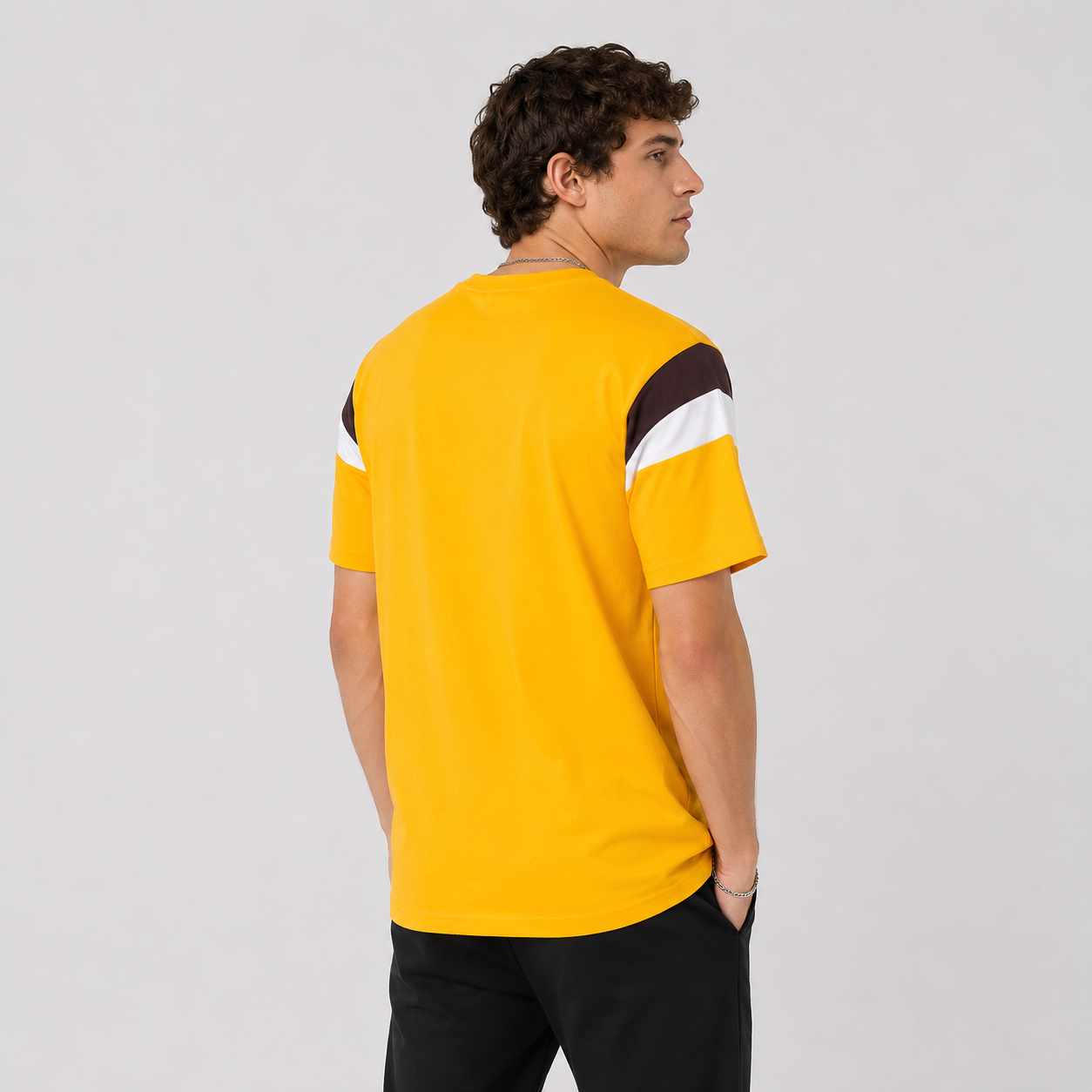 Polera Men Orange Omini Front Sleeve Black