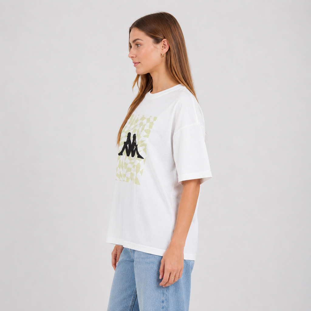 Polera Women Oversize White Print Black Green