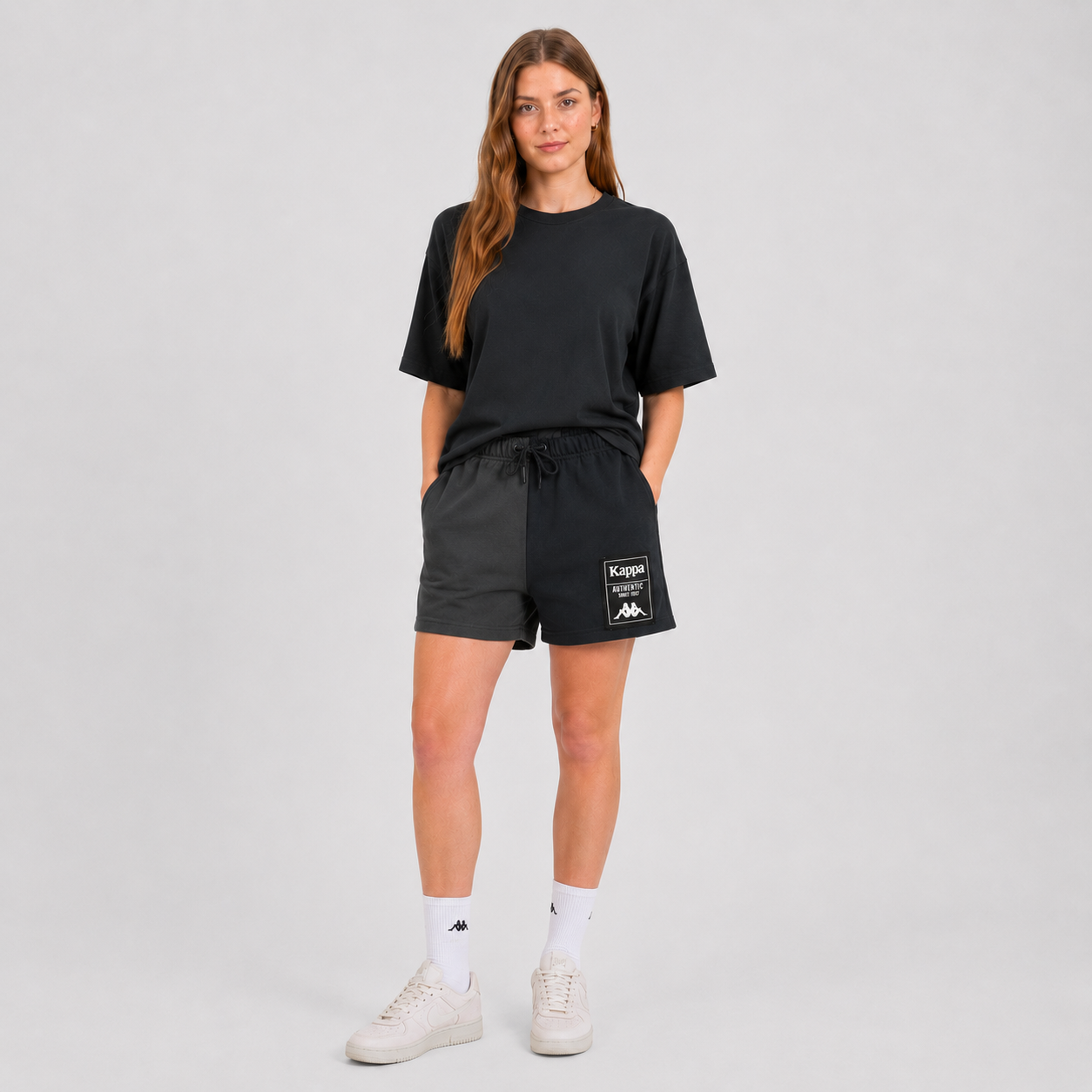 Short Women Split Black Grey