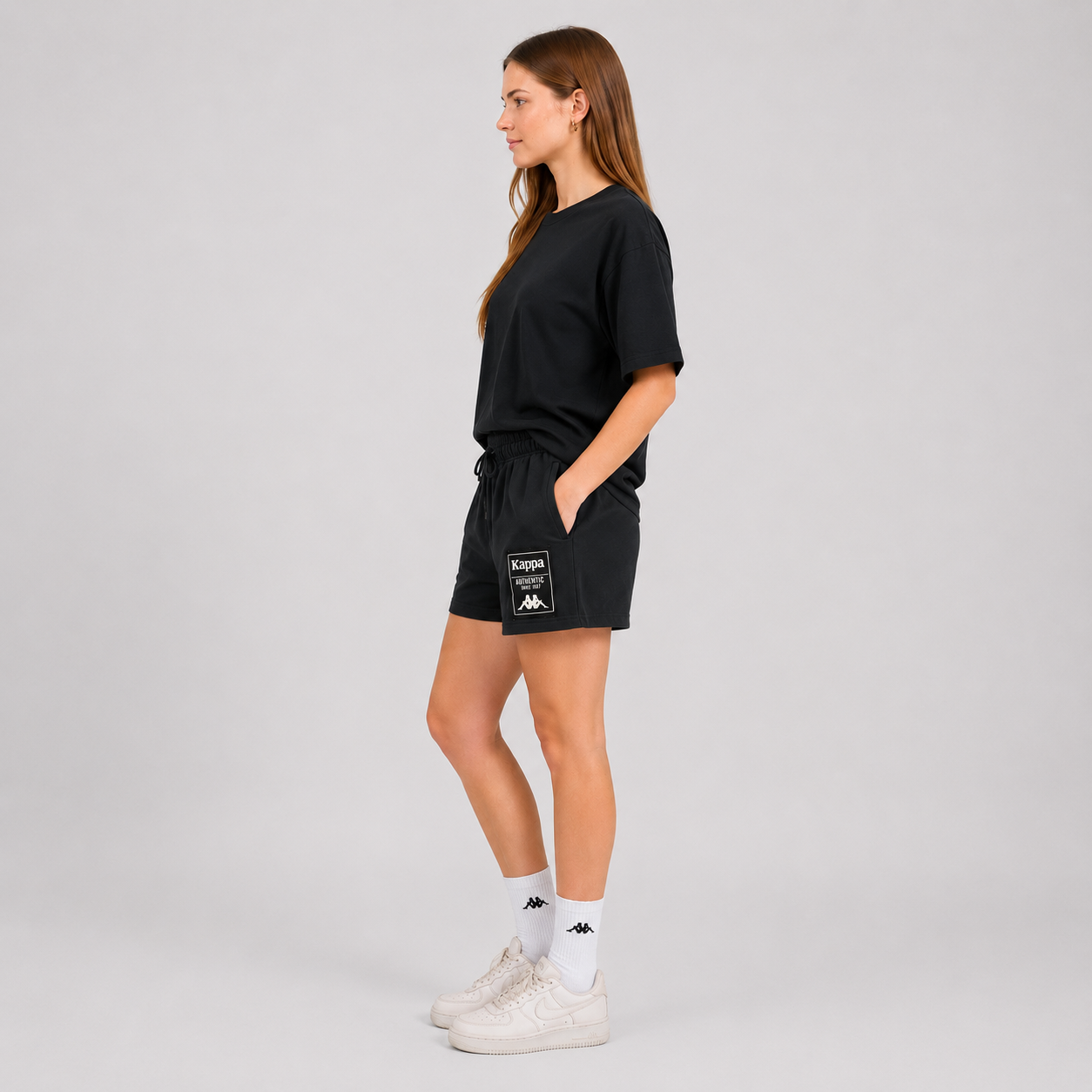 Short Women Split Black Grey